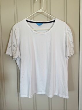 Draper James XXL Plus White Eyelet Sleeve Women's Top Preppy